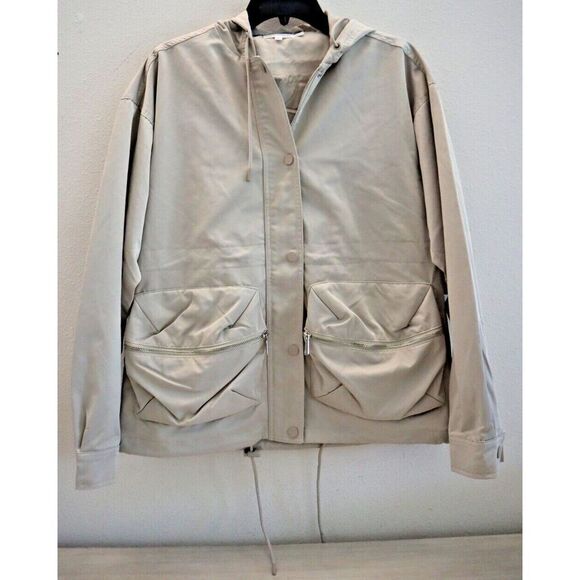 Good American GP0784 Women's Sz 0 Summer Sand/Beige Hooded Volume Jacket - Picture 1 of 13